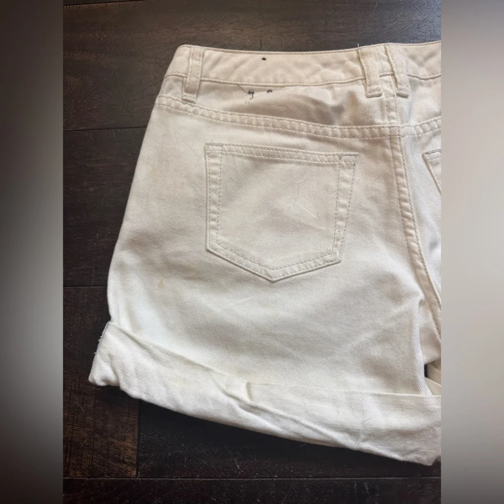White Midrise Stretchy Denim Shorts